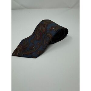 Christian Dior Monsieur Necktie Men's Blue Brown Floral Paisley Silk Designer